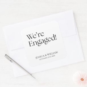 We're Engaged Minimalist Engagement Party Square Sticker