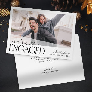 We're Engaged Minimalist Photo Christmas Holiday Card