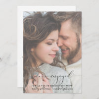 We're Engaged Modern Engagement Party Photo Invite