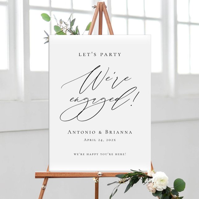 We're Engaged Modern Engagement Party welcome Poster (Creator Uploaded)