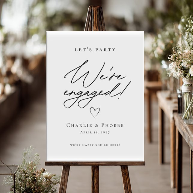 We're Engaged Modern Engagement Party welcome Poster (Creator Uploaded)