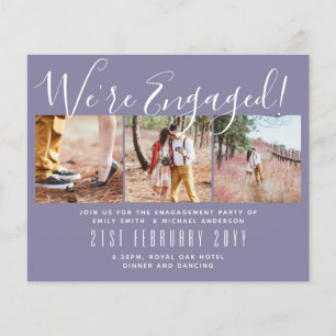 We're Engaged! Modern Photo Collage Invites BUDGET Flyer