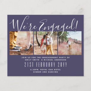 We're Engaged! Modern Photo Collage Invites BUDGET Flyer