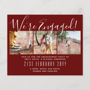 We're Engaged! Modern Photo Collage Invites BUDGET Flyer