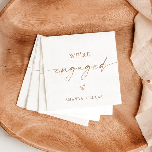 We're Engaged Napkins, Modern Engagement Party Napkin