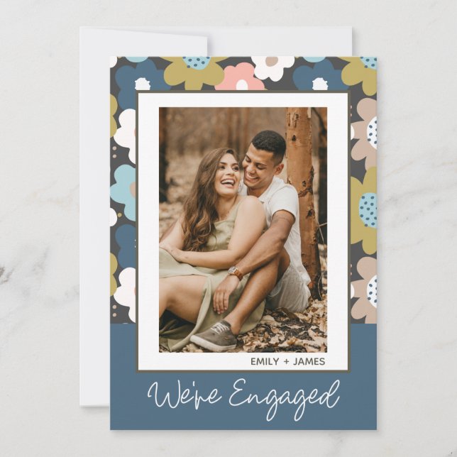 We're Engaged Nature Flower Photo Engagement Party Invitation (Front)