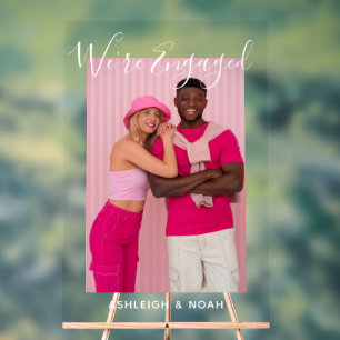 We're Engaged Personalised Photo Engagement Party Acrylic Sign
