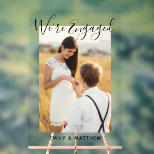 We're Engaged Personalised Photo Engagement Party Acrylic Sign