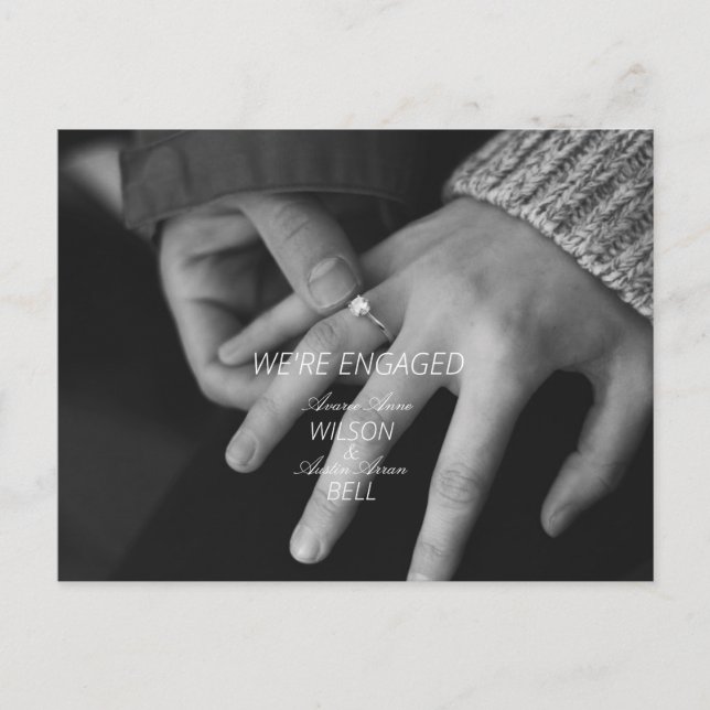 We're Engaged Photo Announcement Postcard (Front)