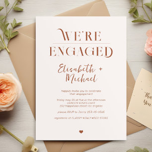 We're Engaged retro minimalist engagement party  Invitation