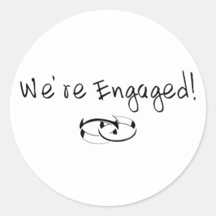 We're Engaged (Rings) Classic Round Sticker