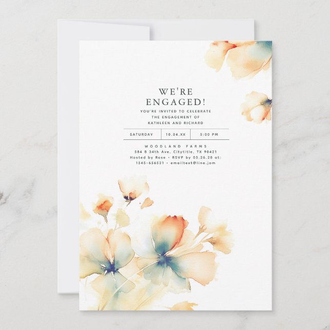 We're Engaged Romantic Engagement Party Photo Invitation (Front)