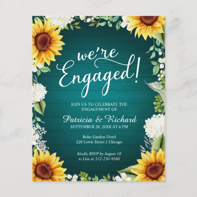 We're Engaged Rustic Engagement Party Invitation (Front)