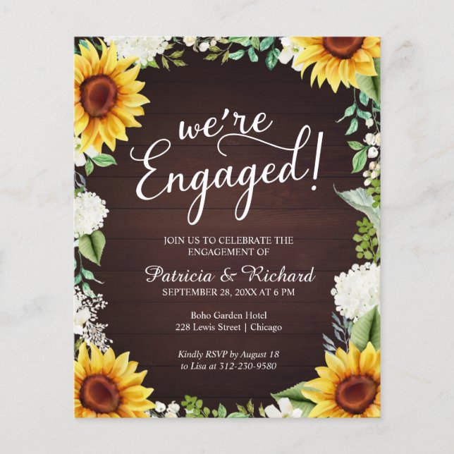 We're Engaged Rustic Engagement Party Invitation (Front)