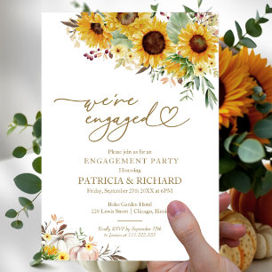 We're Engaged Sunflower Pumpkin Engagement Party Invitation