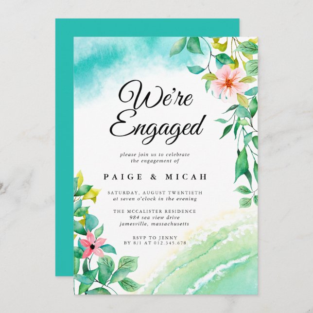We''re Engaged Tropical Engagement Announcement (Front/Back)