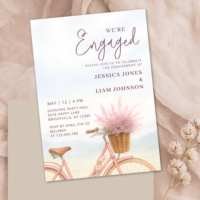 We're Engaged Vintage Bicycle Engagement Party Invitation (We're Engaged Vintage Bicycle Engagement Party Invitation)