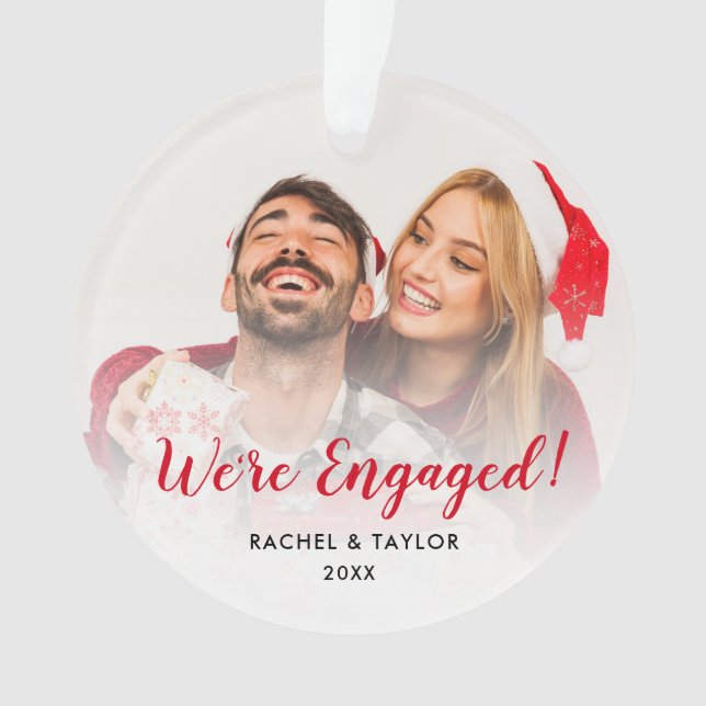 We're Engaged Wedding Couple Christmas Ornament (Front)