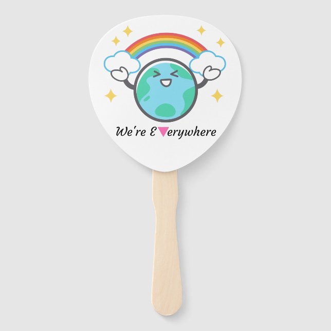 We're Everywhere Pink Triangle Hand Fan (Front)