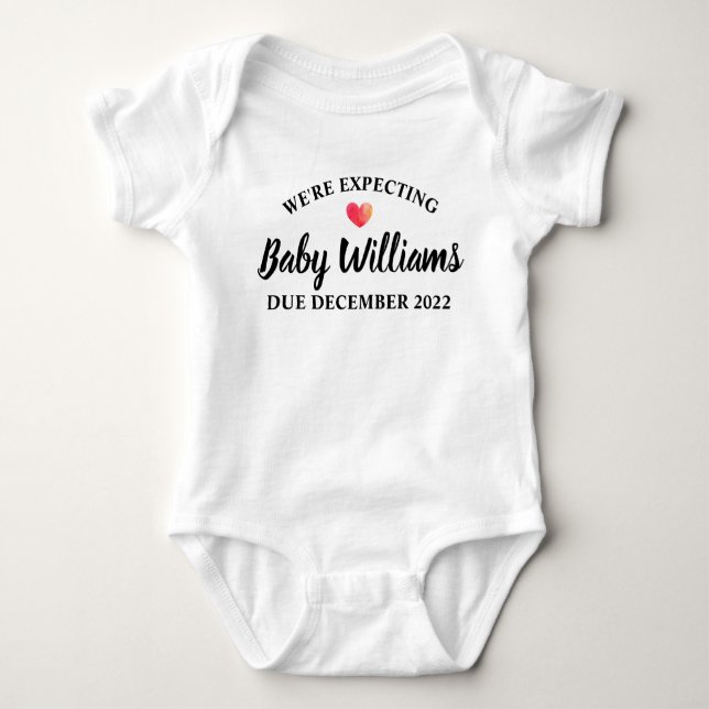 We're Expecting Baby First Name and Date Baby Bodysuit (Front)