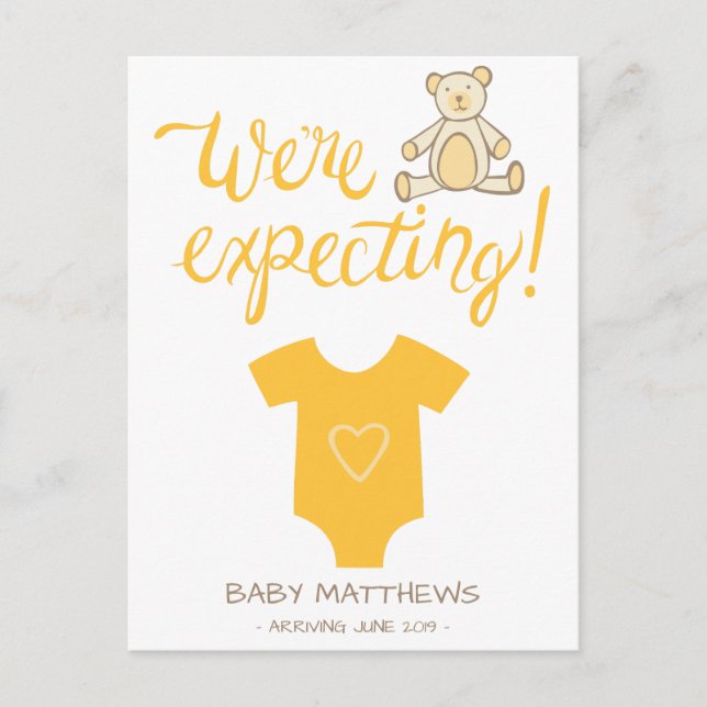 We're Expecting Bear Baby Announcement Postcard (Front)