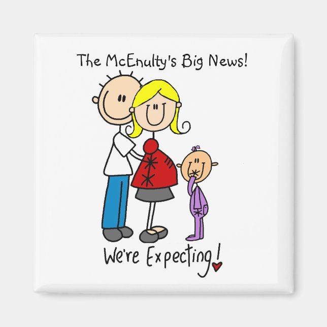 We're Expecting Family Dad Mum Toddler Girl Magnet (Front)