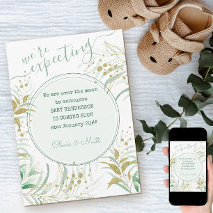 Were Expecting Green and Gold Foliage Pregnancy Announcement