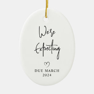 We're Expecting Parents Photo Baby Due 2027 Ceramic Tree Decoration