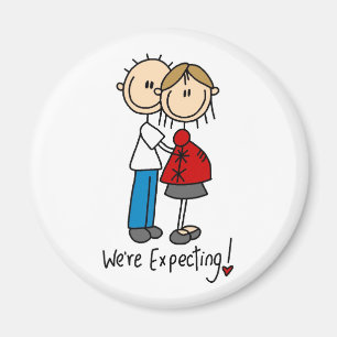 We're Expecting! Pregnant Stick Figure Magnet