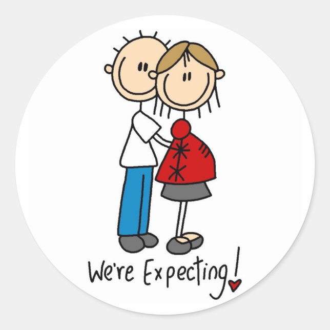 We're Expecting! Pregnant Stick Figure Sticker (Front)