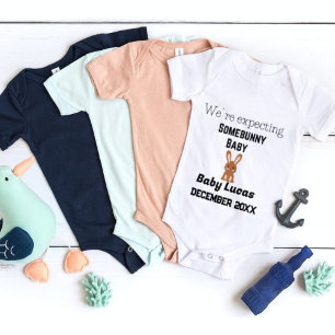 We're expecting somebunny  pregnancy announcement baby bodysuit