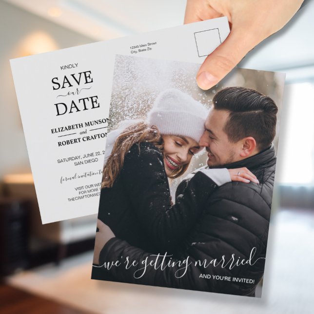 We're Getting Married Photo Wedding Save the Date Announcement Postcard (Creator Uploaded)