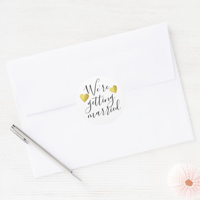 we're getting married Wedding  Classic Round Sticker (Envelope)