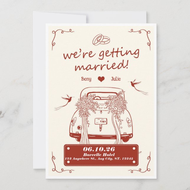 We're Getting Married wedding invitation (Front)