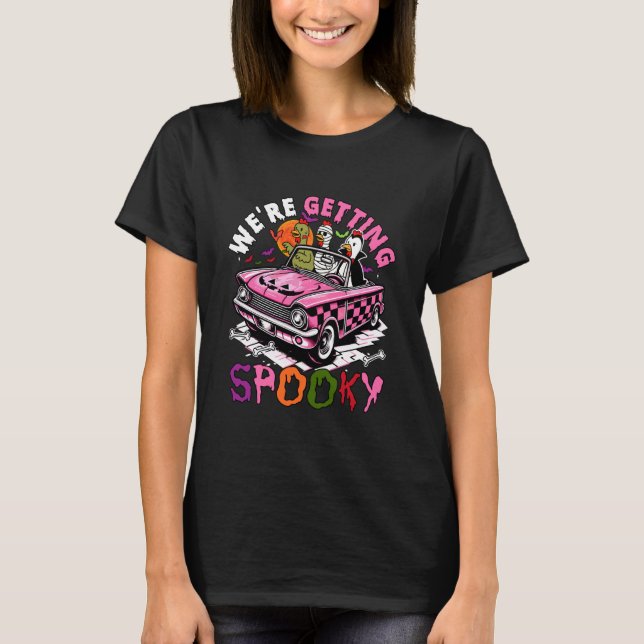 We're Getting Spooky Halloween Three Horror Chicke T-Shirt (Front)