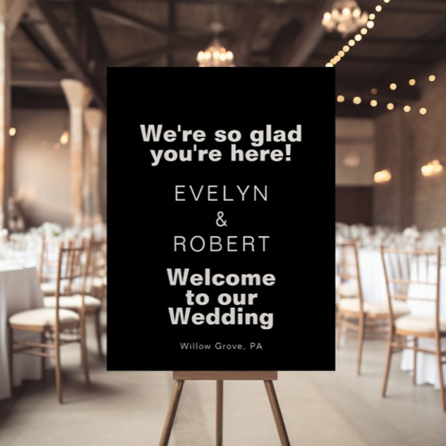 We're Glad You're Here Black Wedding Welcome  Poster (Creator Uploaded)
