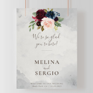 We're Glad You're Here Minimalist Wedding Welcome Poster