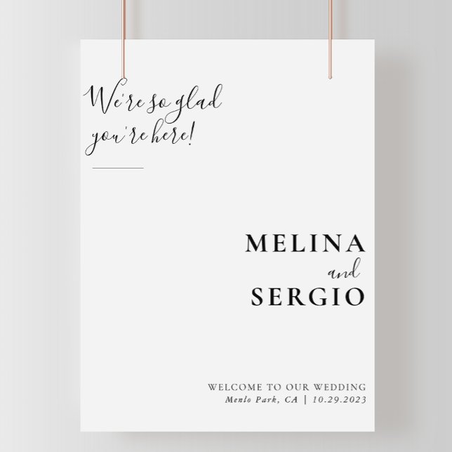 We're Glad You're Here Minimalist Wedding Welcome  Poster (Creator Uploaded)
