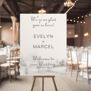 We're Glad You're Here Winter Wedding Welcome  Poster