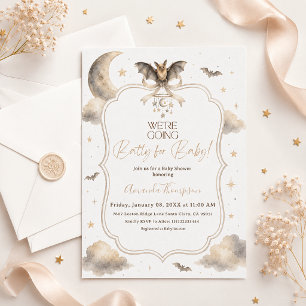 We're Going Batty for Baby Moon Bat Baby Shower Invitation