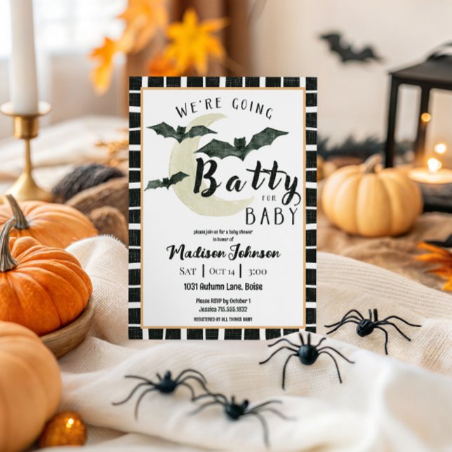 We're Going Batty For Baby October Baby Shower  Invitation (Creator Uploaded)
