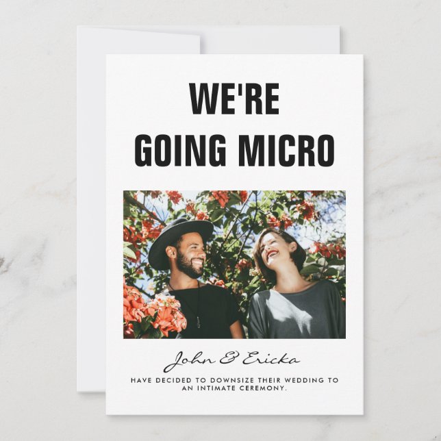 We're going Micro Downsized Photo Wedding Announcement (Front)