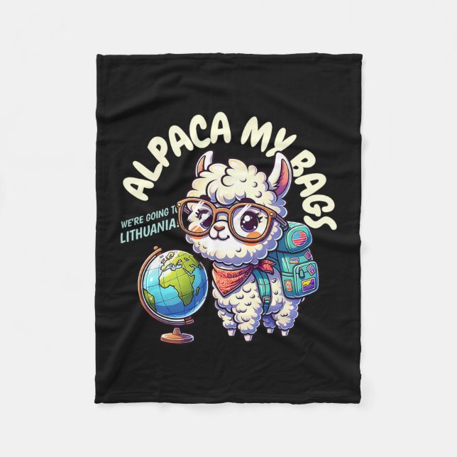 We're Going To Lithuania! Funny Matching Vilnius  Fleece Blanket (Front)