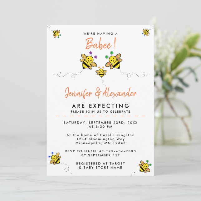 We're having a Babee! Couples Baby Shower Invitation (Standing Front)