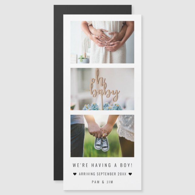 "We're having a boy!" Baby Announcement Photos (Front/Back)