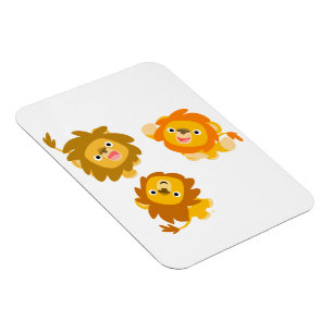 "We're Here!!" Cute Cartoon Lions Flexible Magnet