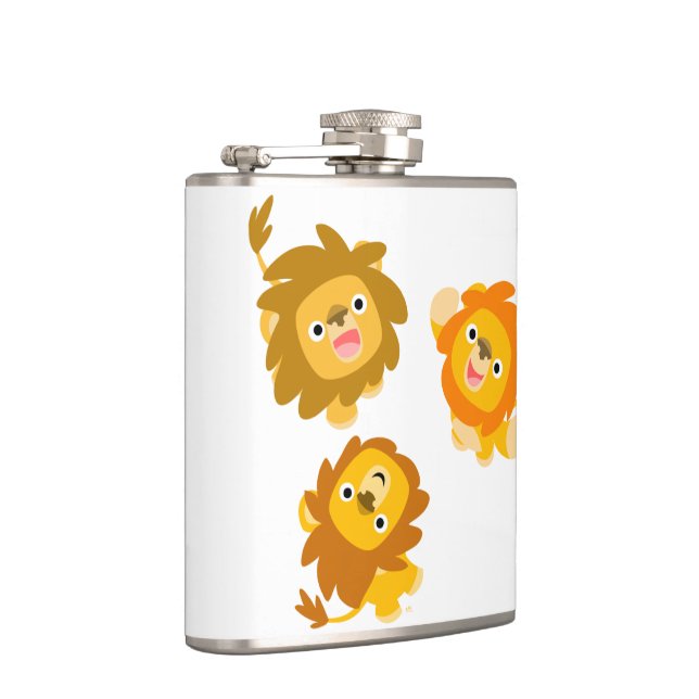 "We're Here!!" Cute Cartoon Lions Hip Flask (Right)
