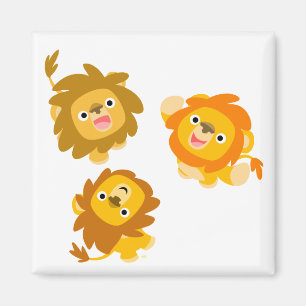 "We're Here!!" Cute Cartoon Lions Magnet