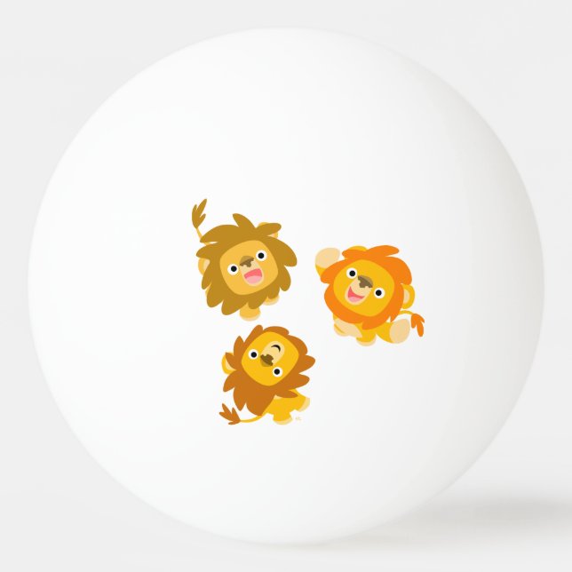 "We're Here!!" Cute Cartoon Lions Ping Pong Ball (Front)