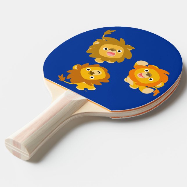 "We're Here!!" Cute Cartoon Lions Ping Pong Paddle (Front Angle)